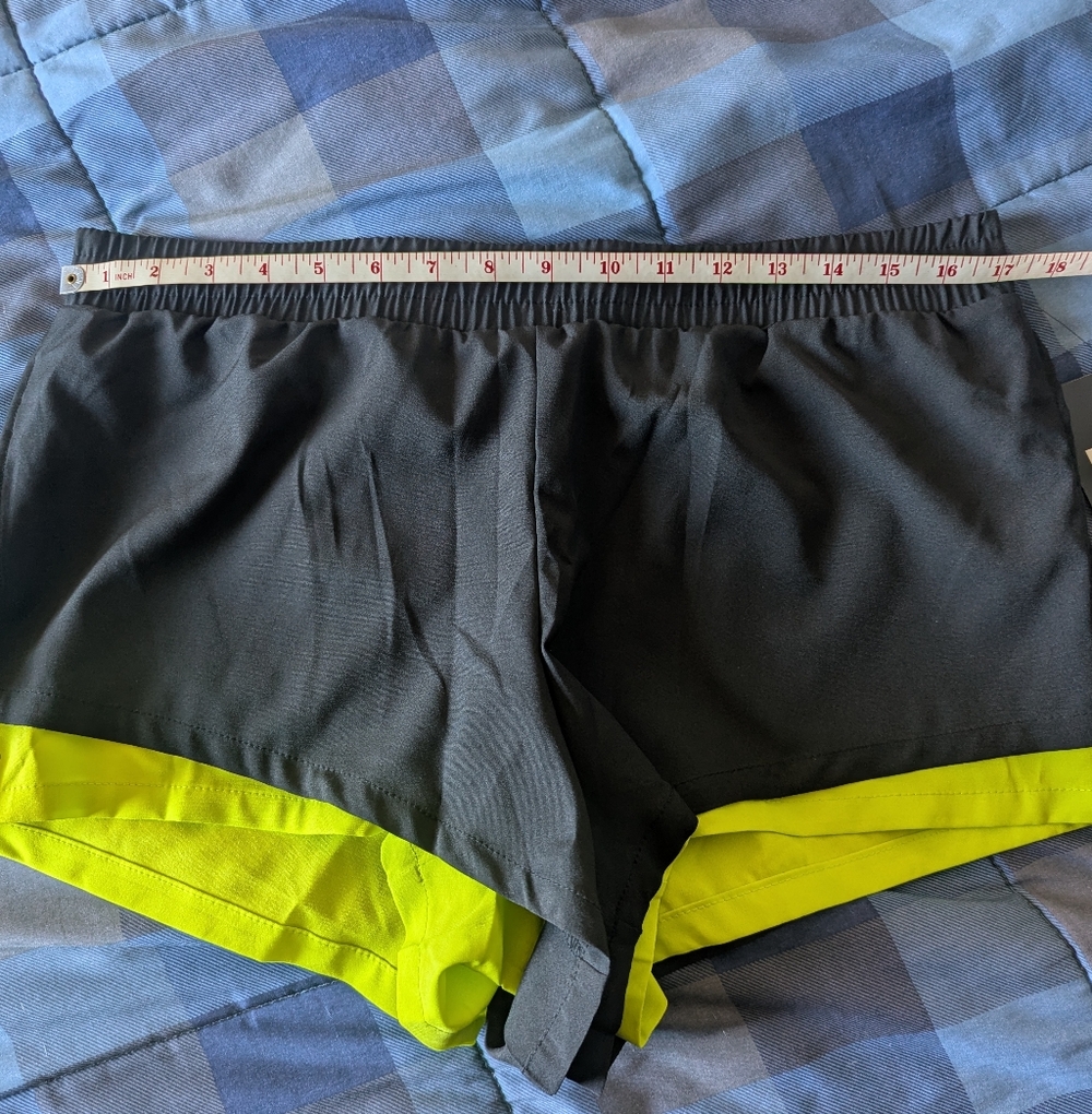 Ladies Medium Hind Style # CY5292 Black and Neon Yellow Athletic Shorts - Picture 3 of 8